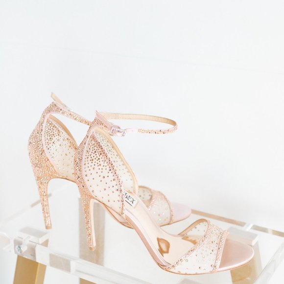 Badgley Mischka Rare Shiraz Blush Satin 7.5 Dress Sandal Stiletto Heels - Picture 14 of 16